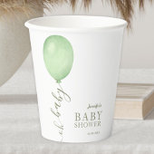 Oh Baby Minimalistisch Sage Green Balloon Babydusc Pappbecher