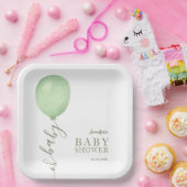 Oh Baby Minimalistisch Sage Green Balloon Babydusc Pappteller (Party)