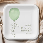 Oh Baby Minimalistisch Sage Green Balloon Babydusc Pappteller