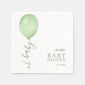 Oh Baby Minimalistisch Sage Green Balloon Babydusc Serviette (Vorderseite)