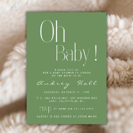 Oh Baby Minimalistisch Sage Green Modern Baby Dusc Einladung