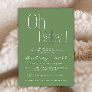 Oh Baby Minimalistisch Sage Green Modern Baby Dusc Einladung