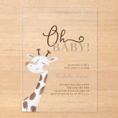 Oh, Baby! Minimalistische Giraffe Baby-Dusche Acryleinladungen (Vorderseite)