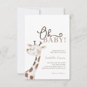 Oh, Baby! Minimalistische Giraffe Baby-Dusche Einladung (Vorderseite)