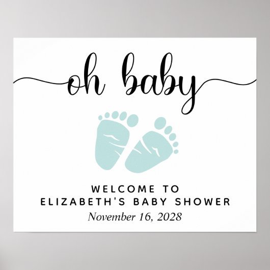 Oh Baby Mint Feet Babydusche Begrüßungszeichen Poster (Vorne)