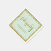 Oh Baby Mint Gold Glitzer Babydusche Serviette (Ecke)