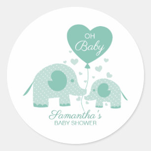 Oh Baby Mint Green Elephant Baby Dusche Gefallen Runder Aufkleber