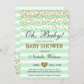 Oh Baby Mint Green Gold Gender Neutral Baby Dusche Einladung (Vorne/Hinten)