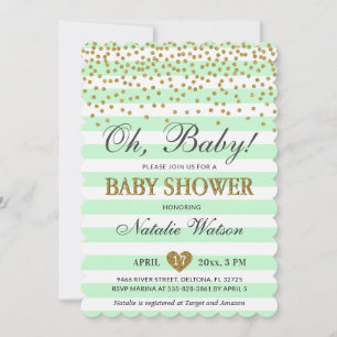 Oh Baby Mint Green Gold Gender Neutral Baby Dusche Einladung