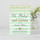 Oh Baby Mint Green Gold Gender Neutral Baby Dusche Einladung (Stehend Vorderseite)