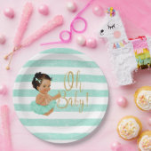 Oh Baby Mint Tutu Ballerina Stripes Gold Glitzer P Pappteller (Party)