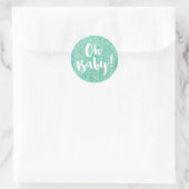 Oh Baby Mint Watercolor Babydusche Runder Aufkleber (Tasche)