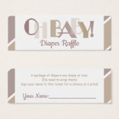 Oh Baby Mocha Modern Typografy Diaper Raffle (Vorne & Hinten)