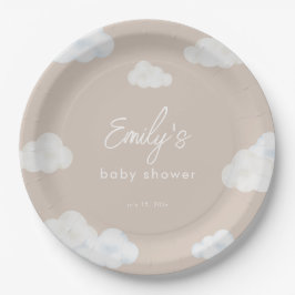 Oh Baby Modern Beige Cloud Baby Dusche Teller