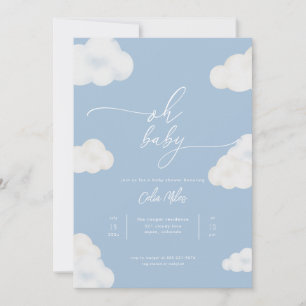 Oh Baby Modern Blue Cloud Baby Shower Einladung