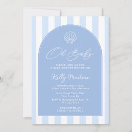 Oh Baby Modern Coastal Blue and White Baby Dusche Einladung