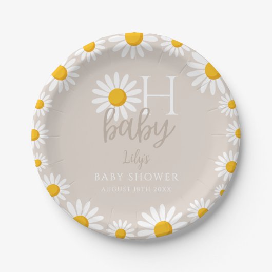 Oh Baby Modern Daisy Gender Neutral Baby Dusche Pappteller (Vorderseite)