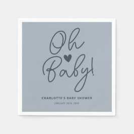 Oh Baby Modern Dusty Blue Boy Baby Dusche Custom Serviette