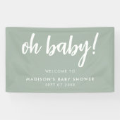 Oh Baby Modern Elegange Sage Green Baby Dusche Banner (Horizontal)