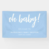 Oh Baby Modern Elegant Blue Baby Dusche Banner (Horizontal)