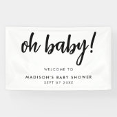 Oh Baby Modern Elegante Black and White Baby Dusch Banner (Horizontal)