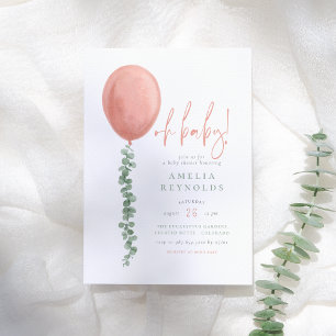 Oh Baby Modern Eucalyptus Balloon Baby Girl Dusche Einladung