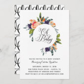 Oh Baby Modern Floral Baby Dusche Einladung (Vorne/Hinten)
