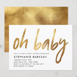 Oh Baby Modern Glam Gold Glitzer Baby Dusche Einladung