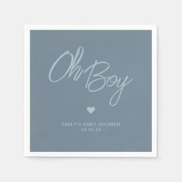 Oh Baby Modern Minimal Dusty Blue Boy Baby Dusche Serviette