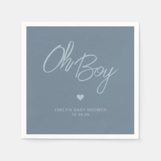 Oh Baby Modern Minimal Dusty Blue Boy Baby Dusche Serviette
