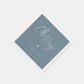 Oh Baby Modern Minimal Dusty Blue Boy Baby Dusche Serviette (Ecke)