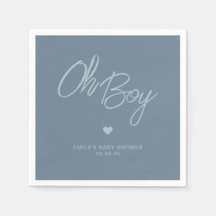 Oh Baby Modern Minimal Staubblau Jungen-Baby-Party Serviette
