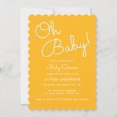 Oh Baby Modern Minimal Yellow Summer Baby Dusche Einladung (Vorderseite)
