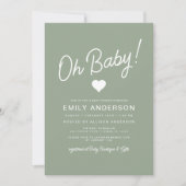 Oh Baby Modern Minimalistisch Sage Green Baby Dusc Einladung (Vorderseite)