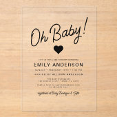 Oh Baby Modern Minimalistische einfache Babydusche Acryleinladungen (Vorderseite)