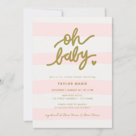 Oh Baby Modern Pink Stripes Girl Babydusche Einladung