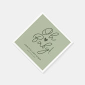 Oh Baby Modern Sage Green Baby Dusche Custom Serviette (Ecke)