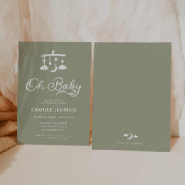 Oh Baby Modern Sage Green Baby Dusche Einladung