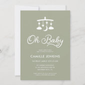 Oh Baby Modern Sage Green Baby Dusche Einladung (Vorderseite)