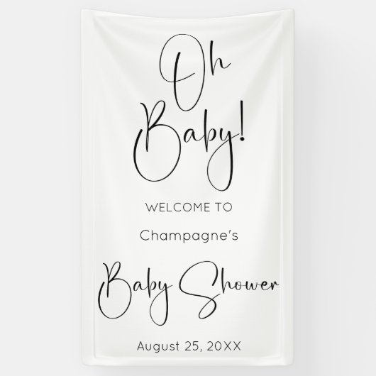 Oh Baby Modern Script Baby Dusche Banner (Vertikal)