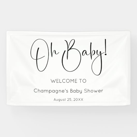 Oh Baby Modern Script Baby Dusche Banner (Horizontal)