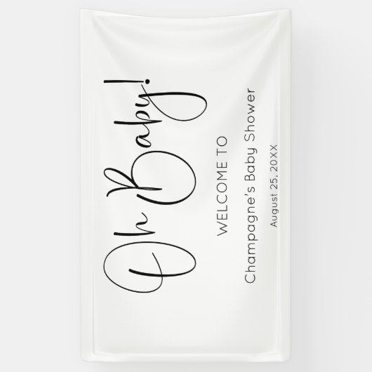 Oh Baby Modern Script Baby Dusche Banner (Vertikal)