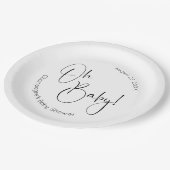 Oh Baby Modern Script Baby Dusche Pappteller (Schrägansicht)