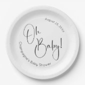 Oh Baby Modern Script Baby Dusche Pappteller (Vorderseite)