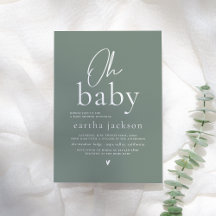 Oh Baby Modern Script Sage Green Boho Baby Dusche