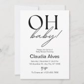 Oh Baby Modern Simple Black Baby Dusche Einladung (Vorderseite)