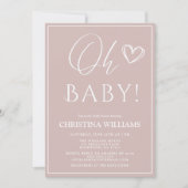 Oh Baby Modern Simple Blush Pink Baby Dusche Einladung (Vorderseite)