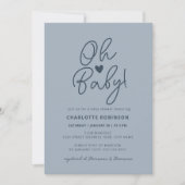 Oh Baby Modern Simple Dusty Blue Boy Baby Dusche Einladung (Vorderseite)