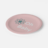Oh Baby Modern Simple Floral Pink Paper Teller (Schrägansicht)