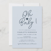 Oh Baby Modern Simple Pastel Blue Boy Baby Dusche Einladung (Vorderseite)